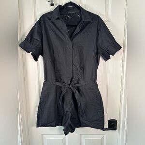 Rag & Bone Surplus Black Cotton Cutout Short Romper Collared Boho Size Large
